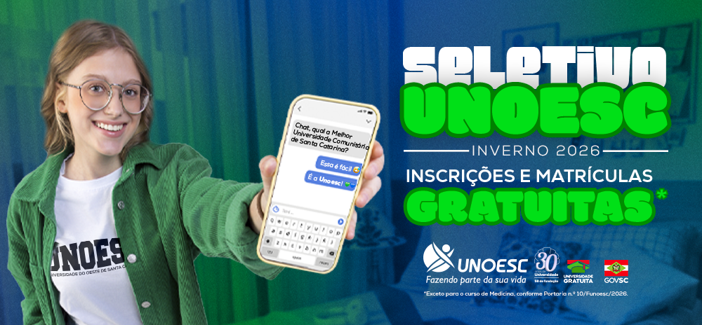 Seletivo Unoesc abre inscrições para o segundo semestre de 2026
