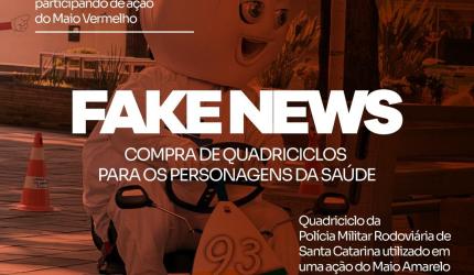 É falsa a informação de que quadriciclos adquiridos pelo Município seriam destinados a personagens da Saúde.